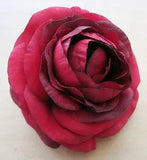 3 1/2" Red Ranunculus Silk Flower Brooch Pin,Bridal,Dance,Prom,Wedding