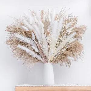 86PCS Natural Dried Pampas Grass Bouquet, Boho Home Decor Flowers Home Weddings