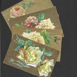 Bouquet of Rose Postcards - Yellow and Pink Roses on Gold Background Antique - 1910 - June Birthday
