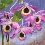 Dendrobium Nobile, 8" x 8" Original Acrylic Painting on Canvas, Flower Artwork Gift, Close up Orchid Art, Intimate Space Art, Corner Decor