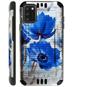 SILVERGUARD For TCL A3X A600DL Hybrid Phone Case Cover Cover PEONY FLOWER BLUE