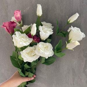 3 Heads Real Touch Faux Lisianthus Eustoma, Ivory/White, DIY Florals | Wedding/Home Decoration | Gifts, DIY Bouquets/Centerpieces