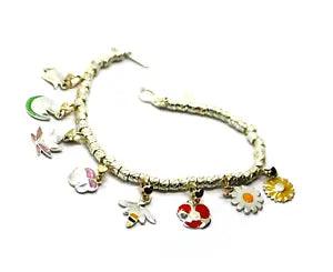 BRACELET & VIOLET WATER LILY TULIP POPPY SUNFLOWER LOTUS DAISY 9K GOLD PENDANTS