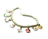BRACELET & VIOLET WATER LILY TULIP POPPY SUNFLOWER LOTUS DAISY 9K GOLD PENDANTS