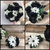 Black Bridal Bouquet, Black and White Bride's Bouquet, Black Wedding Flowers, Black and White Bridal Flowers,