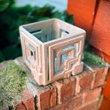Orchid Pot Surrealism Sculpture: Frank Lloyd Wright Inspired Handmade, Ennis House, Artistic Unique Home Decor, Garden Decorations