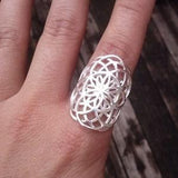 double seed of life ring in sterling silver - sacred geometry - silver ring - mother's day gift
