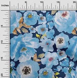 oneOone Cotton Poplin Fabric Watercolor Leaves & Peony Floral Fabric-guk