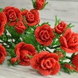 Bouquet  bush roses Flowers Bouquet beaded Flowers Wildflowers Red rose  Bush roses Handmade beaded roses Beaded Roses Flowers in a vase