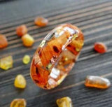 Tiger Lily Promise ring for couples Nature Engagement Dried flower Resin ring