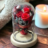 Mini flower bouquet in glass dome with LED light, table decor, home decor, unique gift for women, room decor, valentine gift, Christmas gift
