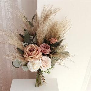Rustic boho Wedding Bouquet,Artificial  Flowers Home Wedding Decor,bridal bridesmaids bouquets,Pampas grass bouquet