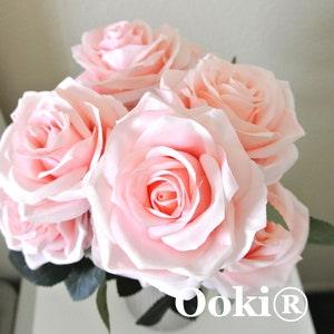 Pink Blush Rose Bouquet Artificial Silk Flower 10 Heads Bush For DIY Arrangement Home Decor Wedding Party Celebration