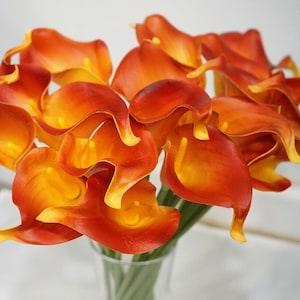 JennysFlowerShop 15" Latex Real Touch Artificial Calla Lily 10 Stems Flower Bouquet for Wedding/ Home Orange