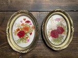 Fibretec Real Tropical Flowers Pressed In Glass Framed Gold Tone Ornate