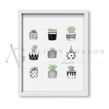Pattern Succulents - Illustration, Art, Fine Art, Wall Art Print, Poster Illustration, Nature,Botanicals, Plants, Nature, Kitchen Art, Green