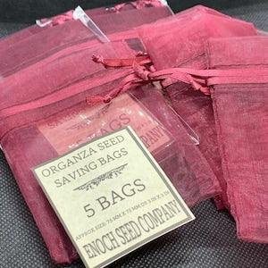 Organza Seed Saving Bags [BURGUNDY], 3" Square, Pack of 5 [Herb drying, seed drying, flower drying, gifting bags, accent bags, storage bags]