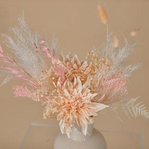 Peach Bridal Bouquet & Pampas Grass Wedding Bouquet - Boho Bride