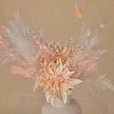 Peach Bridal Bouquet & Pampas Grass Wedding Bouquet - Boho Bride