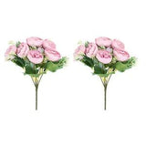 6 Branch Artificial Silk Peony Hydrangea Floral, 2 Pack Fake Flowers, Pink