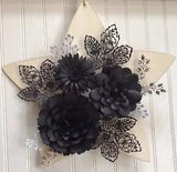 Wall Art Peony Mum Zinnia Handmade 3D Paper Flower Star Shaped Natural Wooden