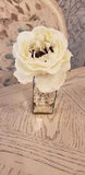 Silk Peony Flower Cream in Vintage Inspired Mirrored Vase Shabby Chic Decor