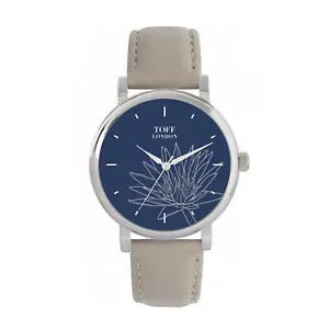 Toff London TLWS-89306 Ladies Grey Water Lilies Flower Watch