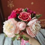 Crepe paper peonies, Mother's day flower gift, Paper flowers mixed bouquet gift for wife, Bright paper bouquet roses for 1st anniversary