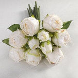 10.6" Artificial white rose bouquet White rose bouquet Wedding decor Floral arrangement Silk bouquet home decoration