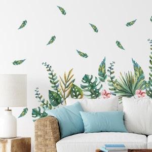 Greenery exotic Wall Decals Tropical plants orchids flowers stickers, KL0080