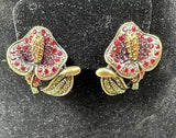 Heidi Daus Red Crystal Swarovski Red Lily Pierced Earrings
