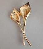 Gold Tone Calla Lily Flower Brooch Pin 3 inch