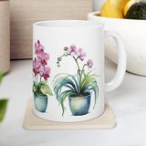 Orchids House Plant Ceramic Mug 11oz, Gift for Plant Lovers, Gardening Mug, Plant Lover, Christmas, Gift, Cute Gift Ideas, Birthday Gifts