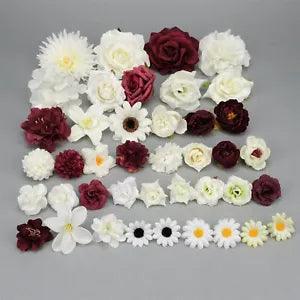 41Pcs Artificial Silk Flowers Heads Combo Set Fake Flowers DIY Craft Flower Kit