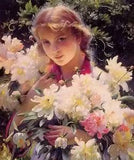 ????????????????????????? peonies beautiful young girl with spring flowers New cost