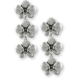 Orchid Jewelry Sterling Silver Handmade Orchid Flower Earrings  Or5-3e