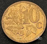 South Africa 10 cents coin 2008. Circulated. N #6600. Arum lily. Flowers. Plants