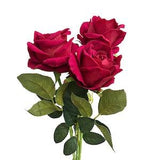 Set of 3 Beautiful Realistic Artificial Rose Stems for Home Decoration in Red and White