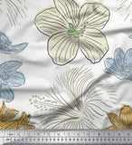 Soimoi Cotton Poplin Fabric Lily Flower Printed Craft Fabric by-w3G