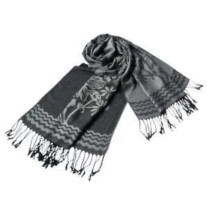 Pa-616-8 Slate Gray Base Peony Flowers Patterns Exquisitely Soft Woven Pashmi...