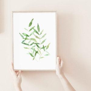 Green Leaf print, green botanical Print, botanical leaves art, plant painting, leaves wall hanging watercolor leaves, watercolor leaves