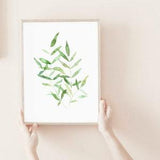 Green Leaf print, green botanical Print, botanical leaves art, plant painting, leaves wall hanging watercolor leaves, watercolor leaves