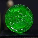 Perfect High Ice Chinese Green Jade Precision Carved Peony Flower Pendant m363