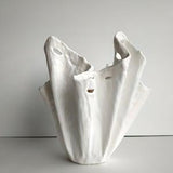 White pottery vase. Upcycled handmade ceramic vase. Modern orchid planter.