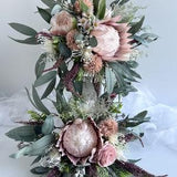 Australian Native Flower Wedding Bouquet Dusty Pink King Protea Eucalyptus Bridal Weddings Bouquets Groom Buttonhole Rustic Boho Bouquet Set