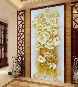Lily Flower Printed Pattern Needlework DIY Cross Stitch Embroidery Set 75*43cm