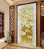 Lily Flower Printed Pattern Needlework DIY Cross Stitch Embroidery Set 75*43cm