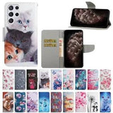 For Samsung S23 Ultra S22 S21 Plus Case Flip Painted Leather Wallet Stand Cover