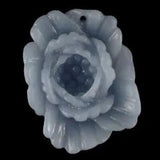 BE08122# Hand Carved Cameo Peony Flower Angelite Pendant Bead Gemstone
