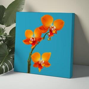 Orange Orchid Canvas Wall Art Orchid Wall Art Flower Wall Art Floral Wall Art Orchid Wall Decor Orchid Art Print Painting Turquoise